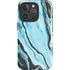 Aqua Blue Marble Ink iPhone 16 Pro Max Impact Case